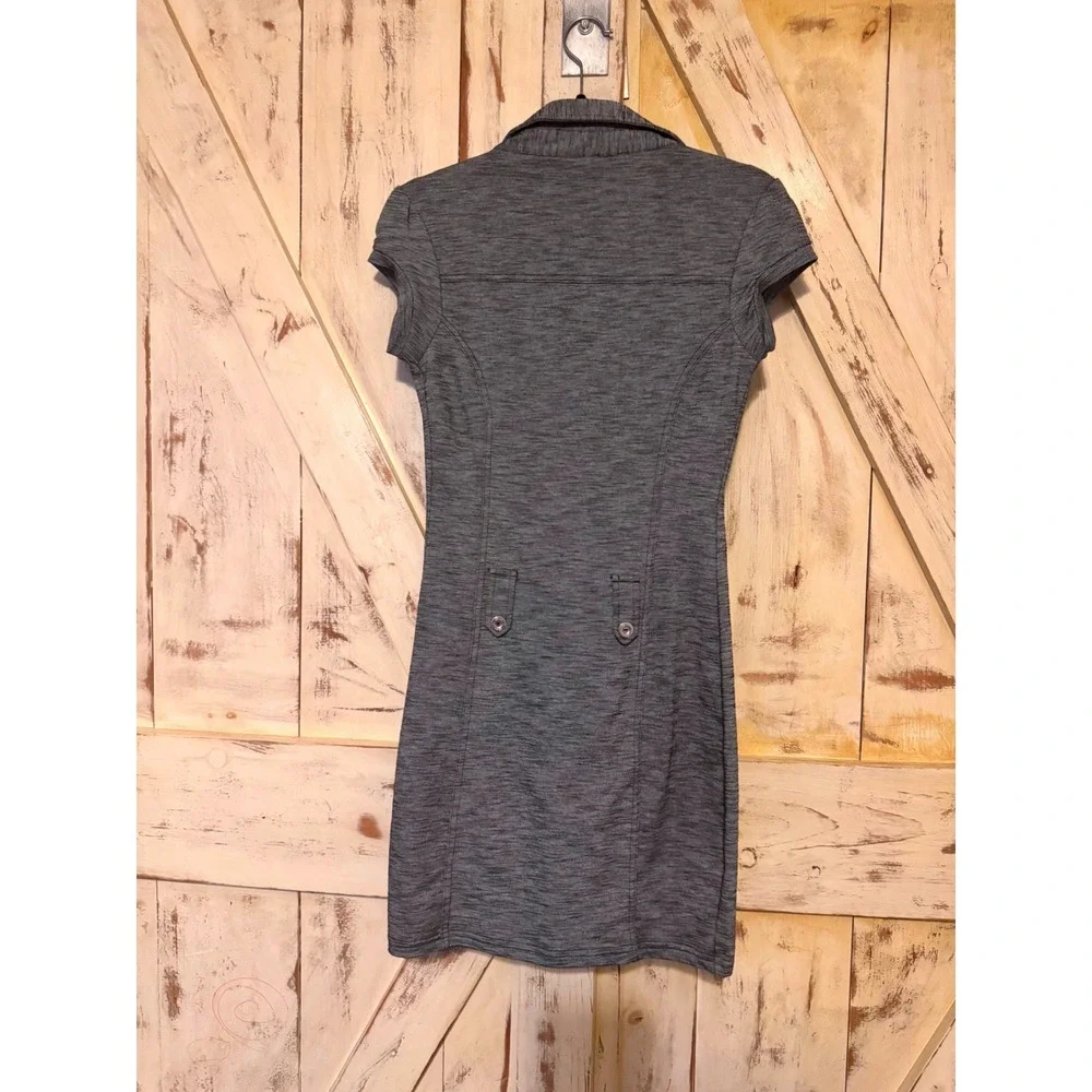 Guess Women's Gray Short Sleeve Button-Front Shirt Stretch‎ Mini Dress Dmall